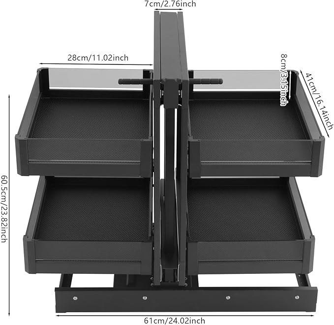 Corner Pull Out Organizer, Blind Corner Pull Out Organizer, 2 Tier Pullout Shelf Organizer for Blind Corner Kitchen/Bathroom Cabinets