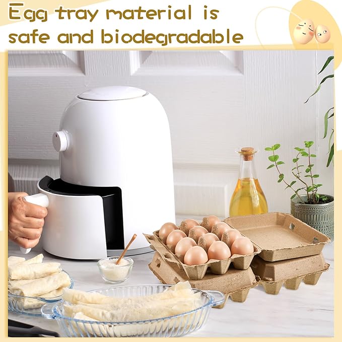 Rtteri 100 Pieces Paper Pulp Egg Cartons 3x4 Style Vintage Blank Egg Cartons for Fresh Duck Quail Storage Kitchen Family Farmhouse