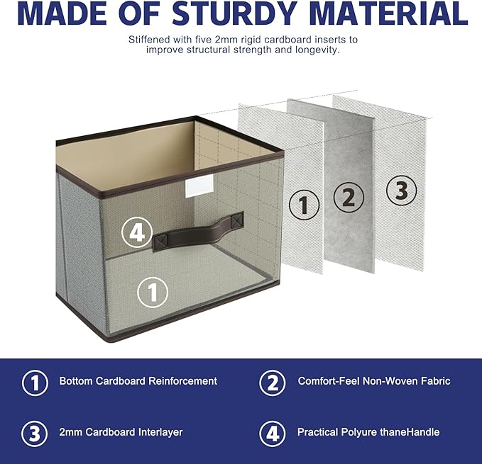 Fabric Foldable Storage Boxes [2-Pack] Large Collapsible Stackable Storage Bins with Lids Storage Cube Baskets Container Organizers for Bedroom Office