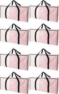 Extra Large Moving Bags with Zippers & Carrying Handles, Heavy-Duty Storage Tote for Space Saving Moving Storage, Fold Flat, Alternative to Box and Bin - 8 Pack, 40 Gal, Clear