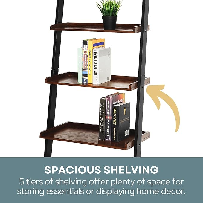 Convenience Concepts French Country Bookshelf Ladder, Dark Walnut / Black