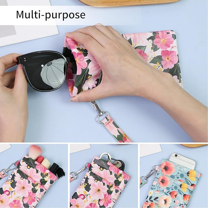 Double Eyeglass Case Soft Dual Glasses Case for Women Men Travel Squeeze Top Sunglasses Cases Eyeglasses Pouch