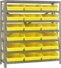 Quantum Storage Systems 1239-109YL Steel Shelving Unit with 4" Shelf Bins, 12" D x 36" W x 39" H, Yellow