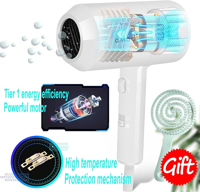 Hotel Wall Mounted Hair Dryer for Bathroom,Restroom Professional Blow Dryer,with Stand Rack,Specialised Motor for Salon,Fast Drying - Gifts【Massage Comb,Screws+ Adhesive】 110V