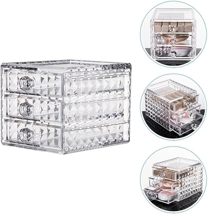 Clear Acrylic Makeup Organizer Drawer Cosmetic Storage Case for Lipsticks Skincare Desktop Organizer with Large Capacity Transparent Holder