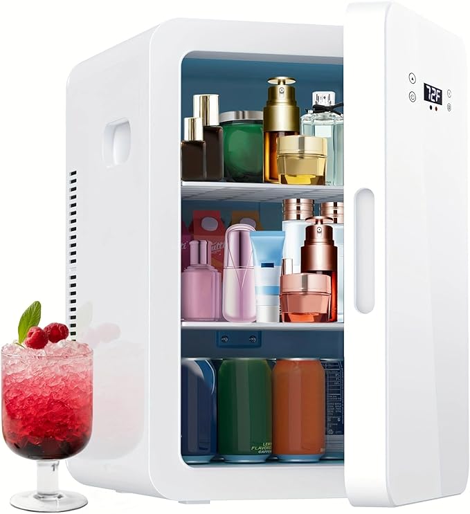 advwin 22L Mini Fridge for Bedroom, 30 Cans Portable Cooler & Warmer Compact Refrigerators with AC/DC Power for Skin Care, Beverage, Cosmetics, Food, Drinks, Office Desk Dorm Room