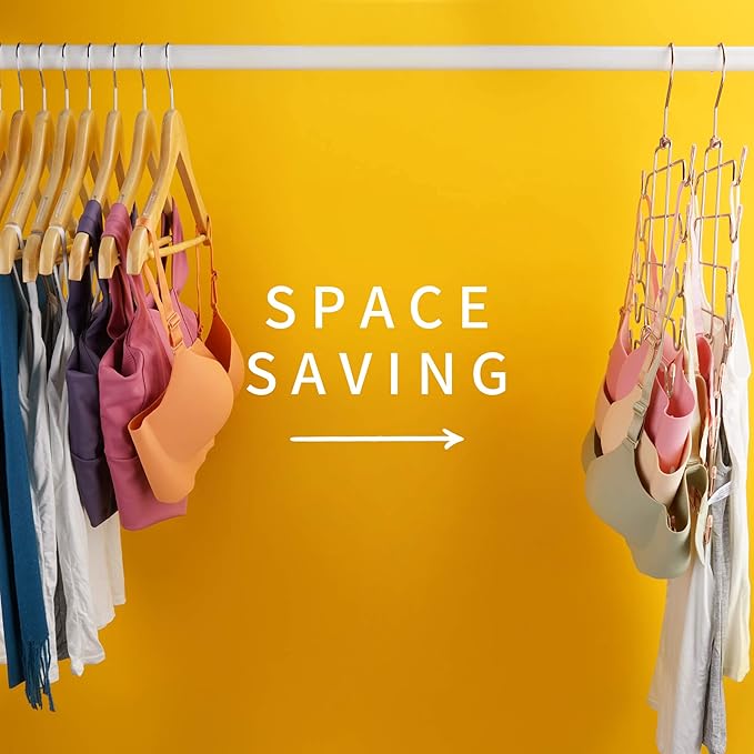 2 Pack Tank Top Hanger, Bra Organizer for Closet, Hanging Space Saving Sport Bra Lingerie Holder Closet Organizers and Storage, College Apartment Essentials, Rose Gold