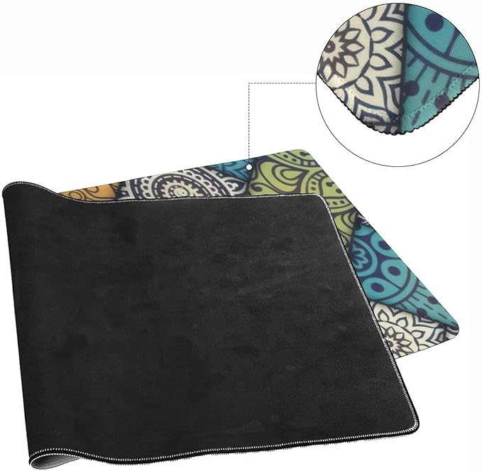 Bohemian Mandala Tile Large Mouse Pad, Vintage Aesthetic Gaming Desk Mat, XXL Keyboard Desk Pad Mat for Desktop, 35.4"x15.7" Non-Slip Base Big Mousepad with Stitched Edges