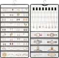 Hanging Jewelry Organizer Storage Earring Jewelry Storage Bag With 48 Pockets Necklace Bracelet Ring Glasses Accessory Display Rack (White)