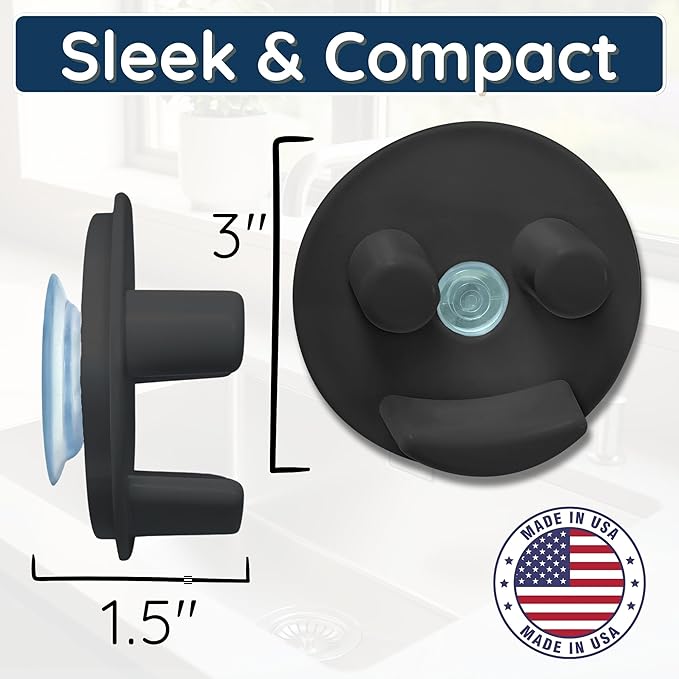 BeraTek Scrub Daddy Sponge Holder for Kitchen Sink - Stop Soggy Sponges with Suction Cup Caddy - Compatible Scrub Mommy Holder & Kitchen Sink Organizer - Black, 1-Pack