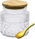 Viovian Vintage Glass Jar with Lid Spoon 38 OZ Round Thick Glass Storage Jars Airtight Lids Clear Decorative Canister Container for Food Candy Cookie Sugar Coffee Tea Nuts Snack Dog Treat Vase