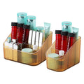 Amber Makeup Organizer, Makeup Brush Holder 8 Cups for Vanity, Bathroom Countertop Organizer, Dresser Cups for Cosmetic Display, Skincare Cups, Perfume Stand, Toiletry