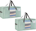 VENO 2 Pack Moving Bags, Comforter and Blanket Storage Bags for Closet, Moving Boxes, Boxes with Lids Alternative, College Dorm Packing Supplies, Foldable Heavy-Duty Tote (Light Green Matte, 2 Pack)