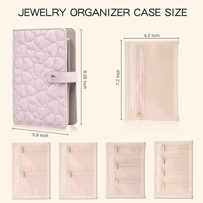 Travel Jewelry Organizer Case,Jewelry Storage Roll Bag for Women,Tangle-Free Portable Storage for Necklaces & Earrings/Rings/Bracelets,Jewelry Storage Book, Waterproof Organizer Bag