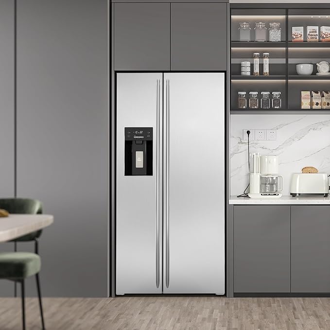 20 Cu.ft. Large Refrigerator Fridge, 2 French Door Stainless Steel with Water Dispensor, Ice Maker for the Kitchen, Home