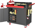 Metal Garage Storage Cabinet with Wheels,Lockable Storage Cabinets with Adjustable Shelf,Steel Tool Locker with Pegboard and Handle for Garage,Warehouse