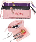 Personalized Hair Tool Bags with Heat Resistant Mat for Curling Iron & Flat Iron, Custom Name & Birth Flower Travel Bag for Hair Tools, curling iron bag for Women & Stylists (Style1)