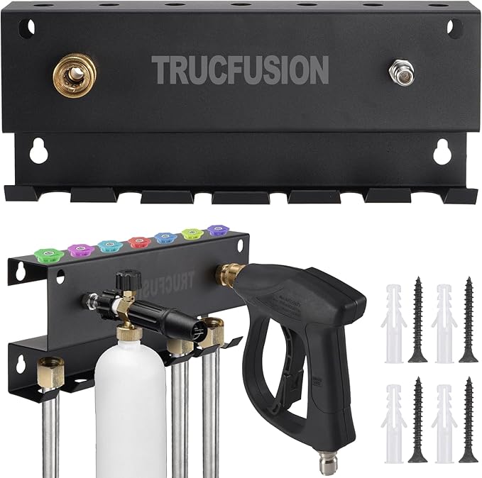Foam Cannon Mount Pressure Washer Gun Holder Wall Mount Car Wash Accessories Tool Storage Rack Bracket Organizer for Pressure Washer Wand Nozzle Tip
