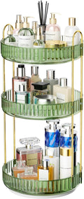 GTI 360°Rotating Makeup Organizer, 3 Tier Large Capacity Perfume Cosmetics Skincare Vanity Organizers,Bathroom Counter Organizer, Dresser Spinning Countertop Organizer and Storage for Women (Green)