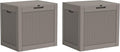 32 * 2 Gallon Outdoor storage deck Box Waterproof ，garden tool,backyard cushion,poolside storage,Small delivery boxes for outside,Two Boxes/set (Rattan Gray