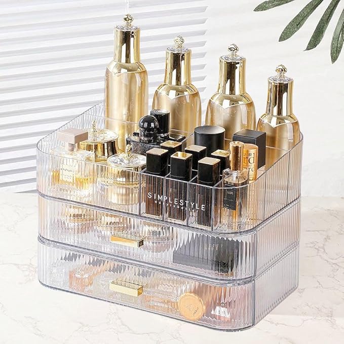 Makeup Organizer with Drawers Stackable Skincare Cosmetic Makeup organization for vanit Bathroom Desk Countertop