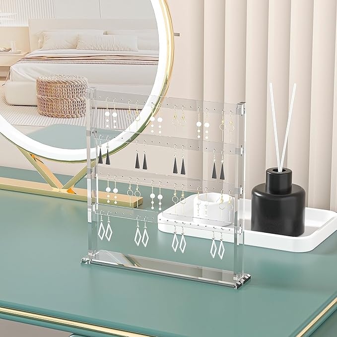 Coward Acrylic Earring Holder Stand, Tabletop Earring Jewelry Easel Display, Earring Jewelry Holder Organizer for Home Use or Store Selling Show (4layer)