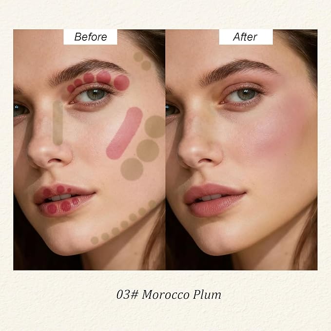 Color Nymph Blush Contour Stick, Cream Blush & Contour Matte Texture Double-end Stick Multiuse Blusher with Butter Bronzer For Cheeks Eyes Lip Vegan & Cruelty-Free - 03# Morocco Plum