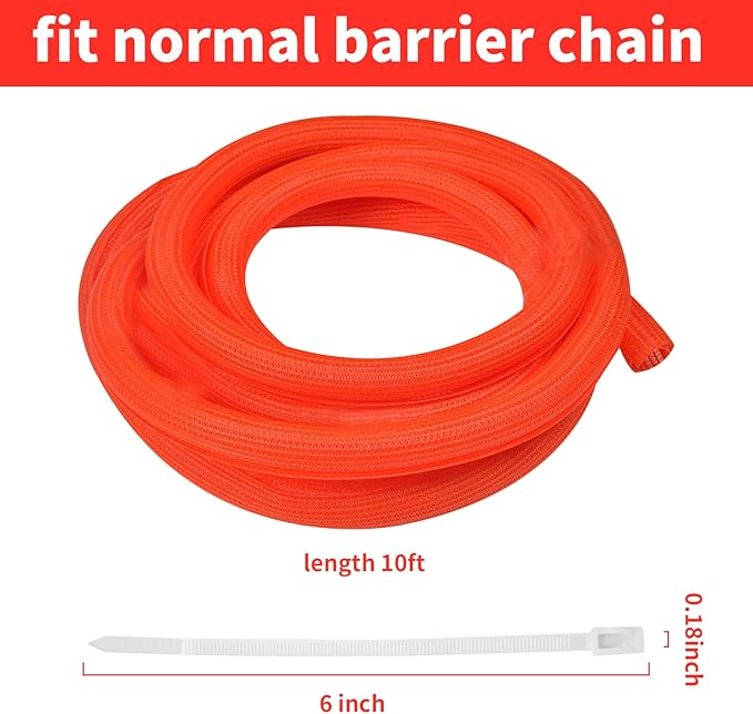 10 Ft High Visibility Chain Cover Kit High Visibility Yellow Cover Safety Barrier Cover for Both Indoor and Outdoor Environment (Orange)