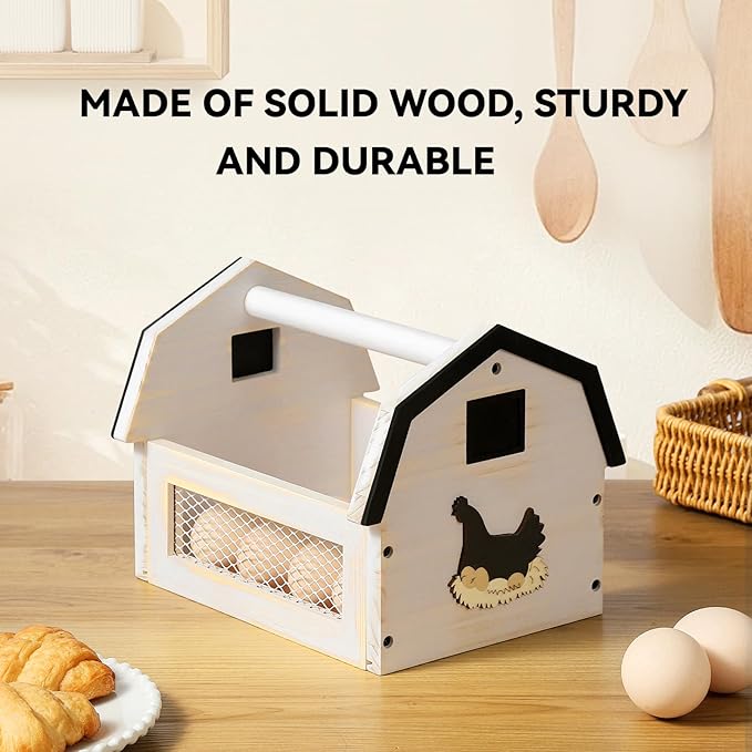 Egg Basket for Gathering Fresh Eggs, Farmhouse Wood Egg Collecting Basket, Egg Basket Countertop. ZSHLXM