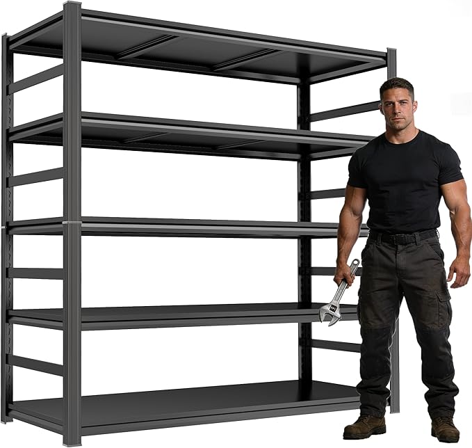 Metal Shelving, Garage Shelving Unit and Storage,Adjustable Storage Shelves, 3000LBS Storage Steel Shelving, for Kitchen Warehouse Pantry Commercial Use, Basement (72in×48in×24in-5 Tier)