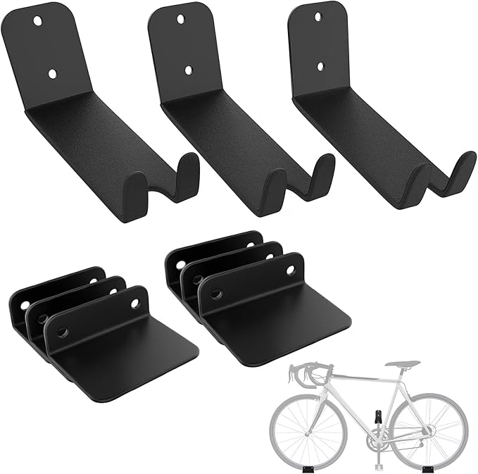 WALMANN 3 Pack Bike Pedal Hanger Wall Mount, Heavy Duty Horizontal Bike Rack for Garage Wall, Holds Up to 70LBS