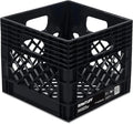 Ramtuff 1 Pack Storage Milk Crate, Durable Plastic Home Organizers, Stackable Box Set with Reinforced Handles, 250 lb Load Capacity, Black
