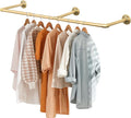 Wall Industrial Pipe Clothes Racks, DIY Floating Hanger Rustic Home Pipe Decor, Mounted Closet Storage Organizer Holder Systems, Heavy Duty Garment Rod Pole For Cloakrooms Bathroom Black Iron