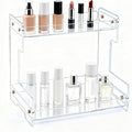 Clear Bathroom Countertop Organizers and Storage,2 Tier Acrylic Cosmetics Stand Vanity Storage Organizer,Large Capacity Corner Shelf for Bathroom,Dresser,Kitchen 11.4" L x 8.3" W x 10.2" H