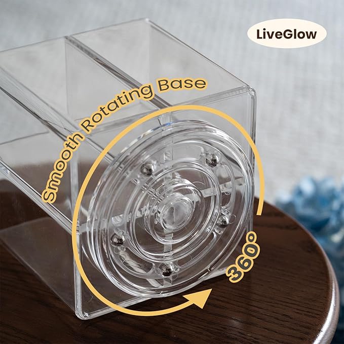Clear Makeup Brush Holder,Acrylic Rotating 360°Makeup Brush Organizer,Pen holder with 4 Grids,Makeup Holder for Courtup,Containers for Desk,1pc