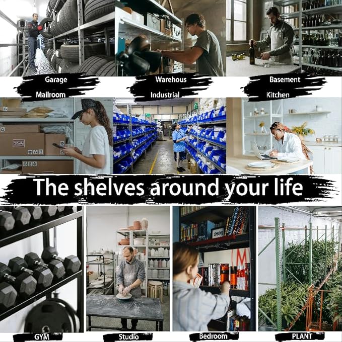 Standing Shelf Units Heavy Duty Storage Rack Industrial Wire Mesh Shelving Double Layer Support Floor Mount 5-Tier Black Steel for Garage Warehouse 3500LBS 84" H x 60" W x 23.5" D