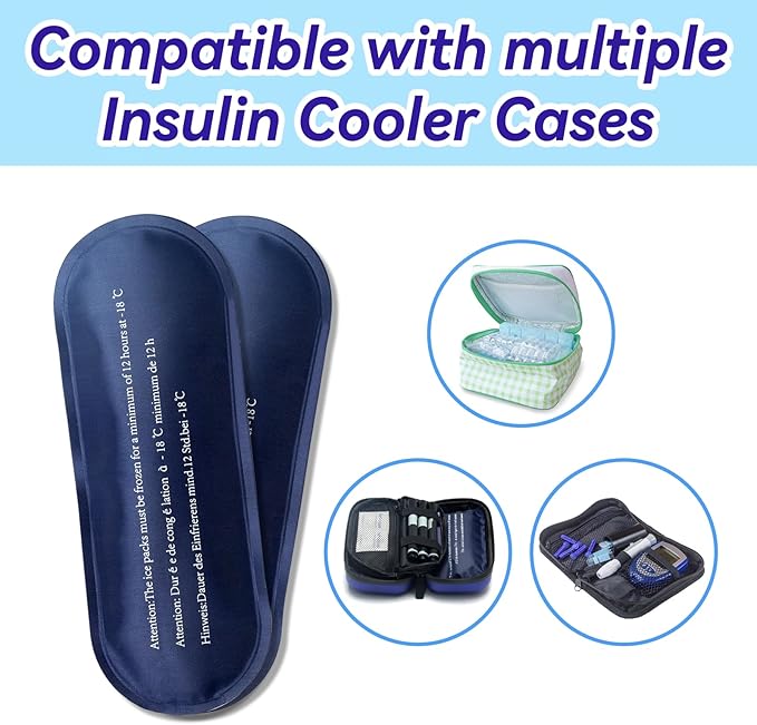 Ice Pack for Insulin Travel Case, TSA Approved Reusable Medical Cooler Bag Ice Packs for Diabetic (Pack of 2)