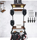 Motorcycle Helmet Holder Wall Mounted Motorcycle Gear Helmet Hook Rack Storage Helmet Hanger Display Stand Football Helmet Wall Mount with 2 Layer Wooden Boards and 4 Hat 14 Accesorios(Upgraded)