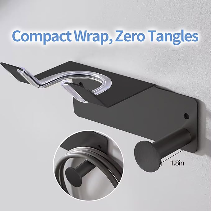 Hair Dryer Holder Stainless Steel, Blow Dryer Holder Self Adhesive, Dyson Hair Dryer Holder Wall Mounted Compatible with Dyson, Hairdryer Holder for Bathroom Black PTALSEAW