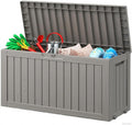 Outdoor Storage Box, Resin Deck Boxes Outdoor Waterproof For Patio Furniture, Garden Tools, Pool Supplies, Durable And UV Resistant, Lockable (72 Gallon, Grey)