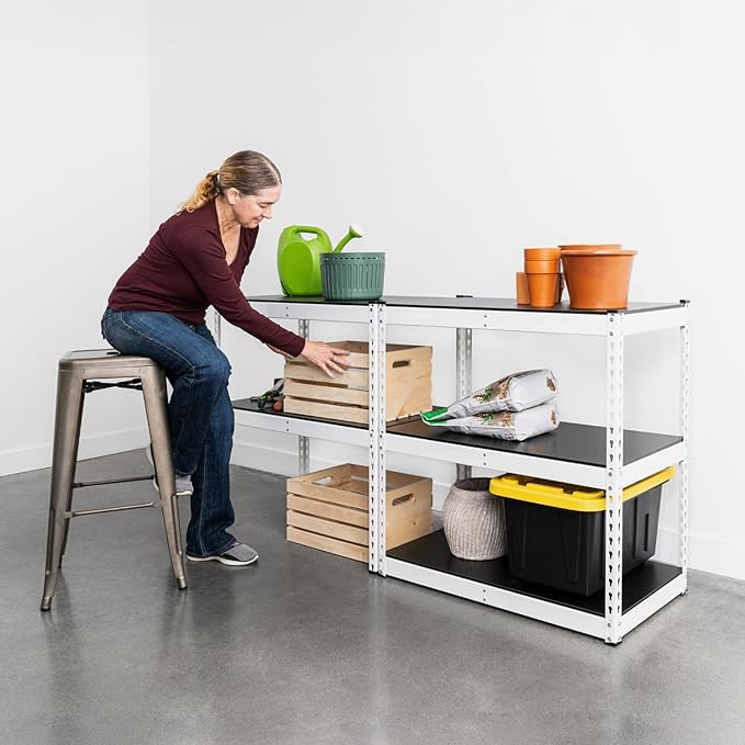 SafeRacks Modular Garage Shelving - 5 Tier Storage Shelves, Tall Metal Rack Shelves for Storage, Heavy Duty Steel Shelf Organizer for Garage, Or Kitchen Pantry (White, 18 x 36 x 72)