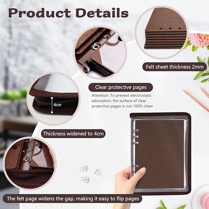 Enamel Pin Display Book Pin Collection Binder Holder Trading Book with 8-Page Display Boards A5 Brooch Pin Storage Organizer Binder Album for Travel Collectors (Dark Brown)
