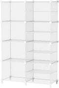 AWTATOS Closet Organizer 8 Cube Storage Shelves Clothes Organizers Closet Storage Stackable Cubby Shelving for Closet Bedroom Living Room Office, Transparent Twill
