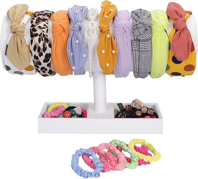 White Leather Headband Holder Organizer Storage Headband Stand Display Baby Headband Organizer for Girls Women