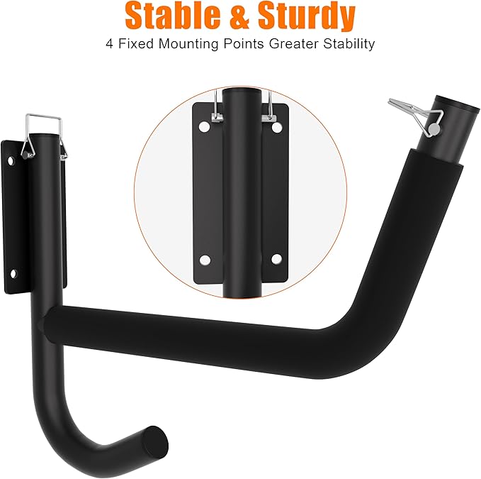 Kayak Wall Rack 2 Pack, Heavy Duty Kayak Hooks for Garage Wall Mount Storage, 300 LB Capacity Kayak Wall Hanger with Fixing Straps and Paddle Board Holder for Kayak, Canoe, Ladder, Surfboards