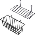 GBYAN Grid Wall Basket Wall Grid Panel Accessories Wire Straight Shelf with Hook Organizer for Home, Black