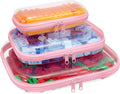 Clear Hard Plastic Zipper Case,Transparent Double Zippers Hard Pouch with 3pcs,Portable Travel Organizer Bin for Toy Storage