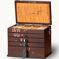 Vintage Wooden Jewelry Boxes with Lock & Key - Hand-Painted Large Jewelry Organizer, 6-Layer jewelry organizers and storage, Rustic Tabletop Jewelry Storage Box for Women/Men
