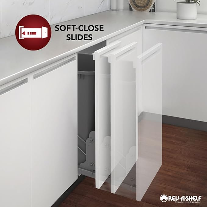 Rev-A-Shelf Base Filler Pullout Organizer Rack for Kitchen/Bathroom Cabinets w/Soft-Close, 3"