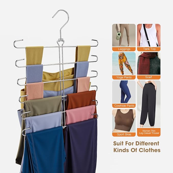 Tank Top Hanger 2 Pack Bra Hangers for Closet Organizer,6 Tiers Metal Space Saving Hanger with 360 Degree Hook,Mult Function Closet Organization for Vest,Tank TOP,Yoga Pants,Scarves